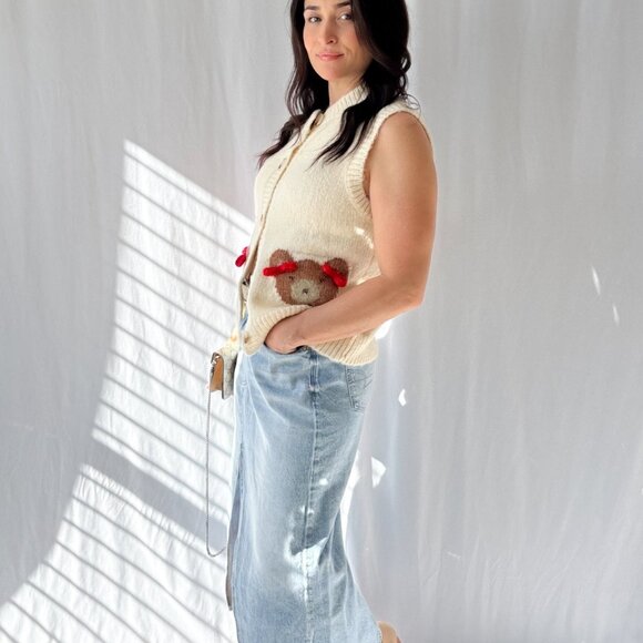 Sofie The Label | Teddy Bear Button Down Knit Vest | Cream - Picture 6 of 16